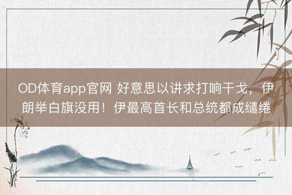 OD体育app官网 好意思以讲求打响干戈，伊朗举白旗没用！伊最高首长和总统都成缱绻